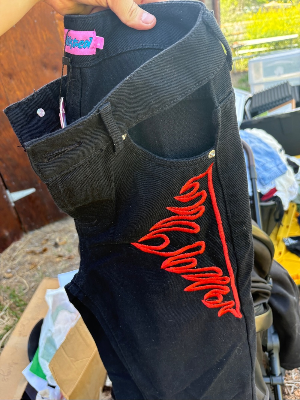 Edikted brand new Black embroidered Jeans